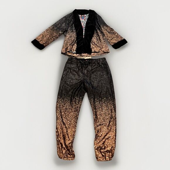 Johnny Was Ombre Sequin Velvet 2-Piece Set Jacket & Joggers Medium EXC Cond